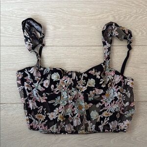 Victoria's Secret Black Floral Crop Top